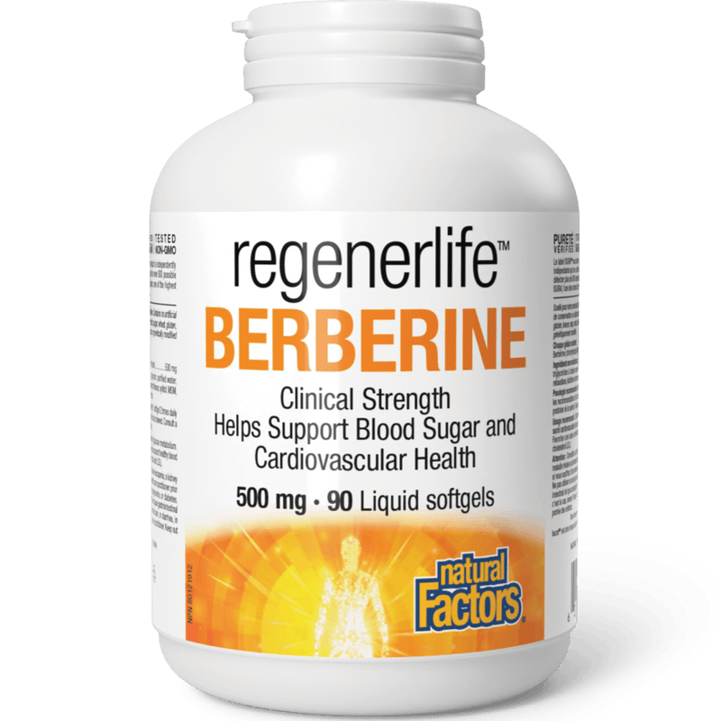 Natural Factors RegenerLife Berberine 500 mg 90 liquid softgels Supplements - Blood Sugar at Village Vitamin Store