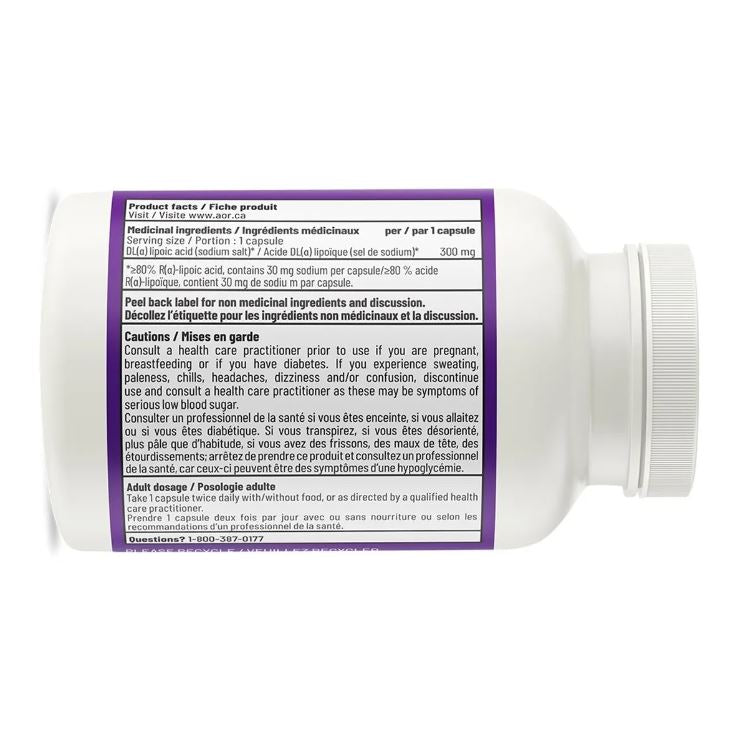 AOR High Dose R-Lipoic Acid 300mg 60 Veggie Caps Supplements at Village Vitamin Store