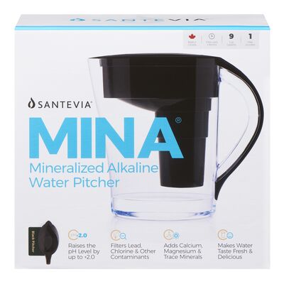 Santevia Black Alkaline Water Pitcher, Mina Water Filtration at Village Vitamin Store