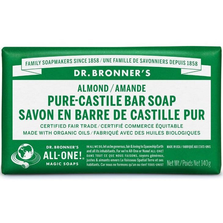 Dr. Bronner's Pure-Castile Bar Soap Almond 140g Soap & Gel at Village Vitamin Store