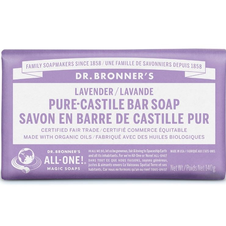 Dr. Bronner's Pure-Castile Bar Soap Lavender 140g Soap & Gel at Village Vitamin Store