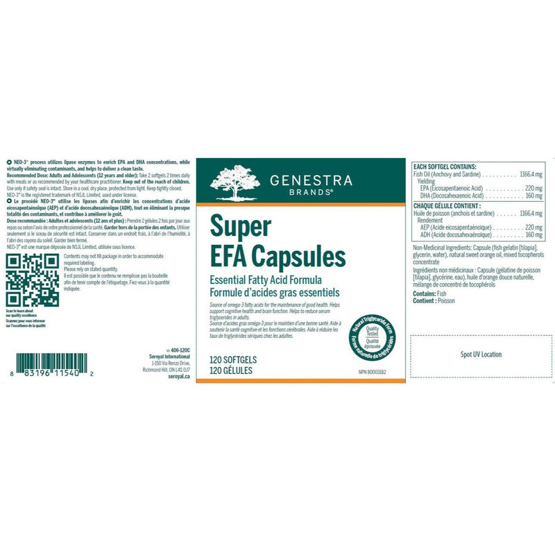 Genestra Super EFA Caps 120 Softgels Supplements - EFAs at Village Vitamin Store
