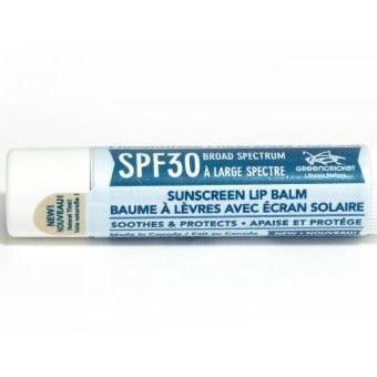 Green Cricket Fragrance Free SPF30 Sunscreen Lip Balm 4g Lip Balm at Village Vitamin Store