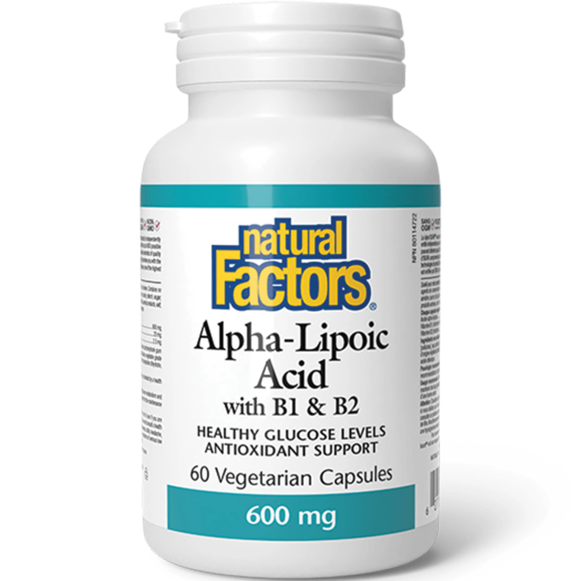 Natural Factors Alpha Lipoic Acid with B1 & B2 60 Veggie Caps Supplements - Blood Sugar at Village Vitamin Store