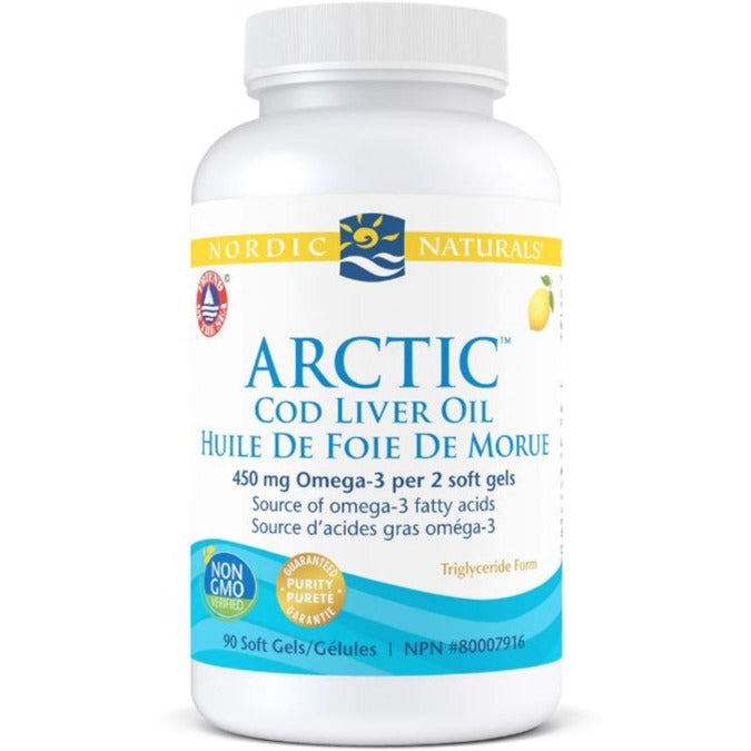 Nordic Naturals Arctic Cod Liver Oil Lemon 90 Softgels Supplements - EFAs at Village Vitamin Store