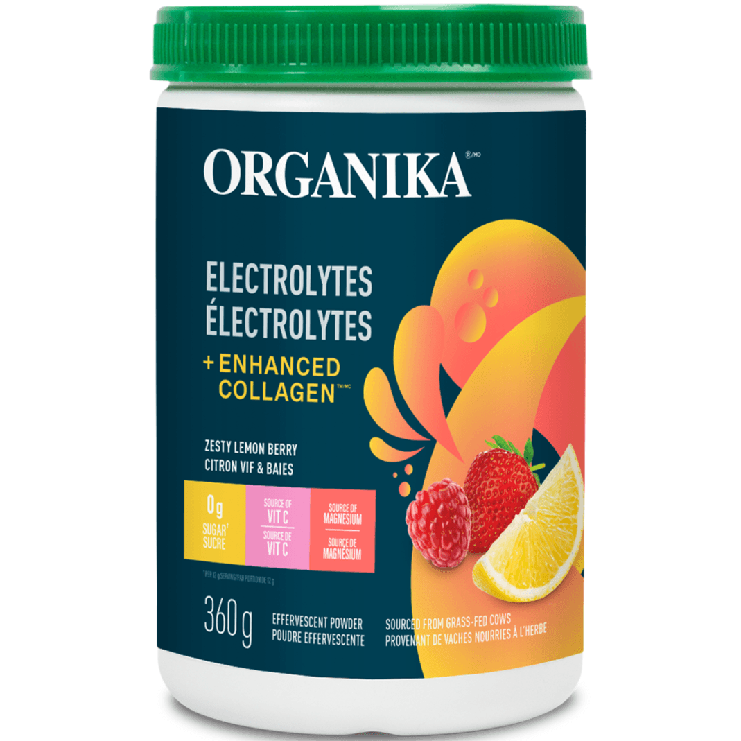 Organika Electrolytes + Enhanced Collagen Zesty Lemon Berry 360g Supplements at Village Vitamin Store