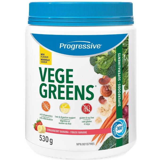 Progressive VegeGreens Powder Strawberry Banana 530g Supplements - Greens at Village Vitamin Store