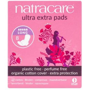 NatraCare Ultra Extra Pads (Long With Wings) - 8 Pads Feminine Sanitary Supplies at Village Vitamin Store