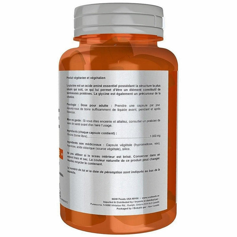 NOW Sports Glycine 1000 mg 100 Veggie Caps Supplements - Amino Acids at Village Vitamin Store