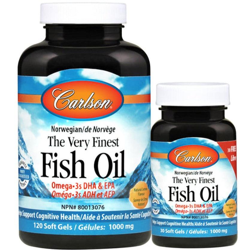 Carlson's The Very Finest Fish Oil Lemon 150 Softgels Supplements - EFAs at Village Vitamin Store