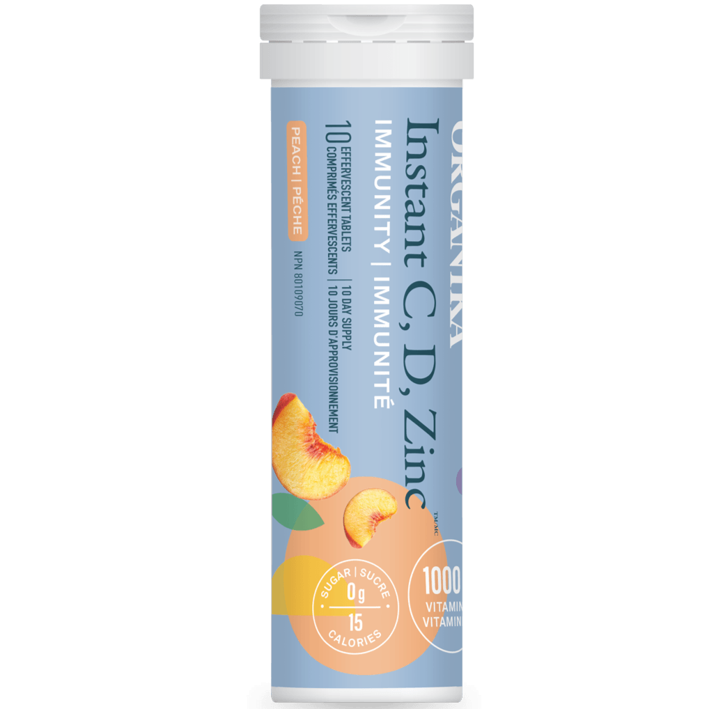 Organika Instant C, D, Zinc 10 Effervescents Tabs Peach Supplements - Immune Health at Village Vitamin Store