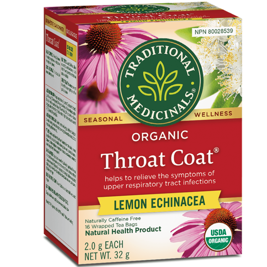 Traditional Medicinals Organic Throat Coat Lemon Echinacea 16 Tea Bags Food Items at Village Vitamin Store
