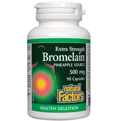 Natural Factors Bromelain Extra Strength Pineapple Source 500mg 90 Capsules Supplements - Digestive Enzymes at Village Vitamin Store