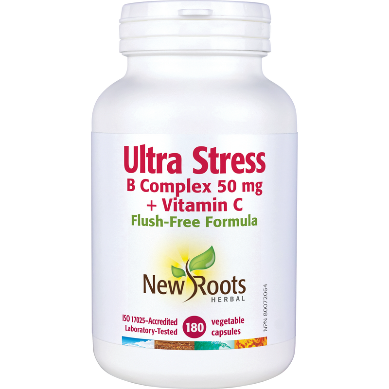 New Roots Ulta Stress B Complex 50mg + Vitamin C 180 Veggie Caps
