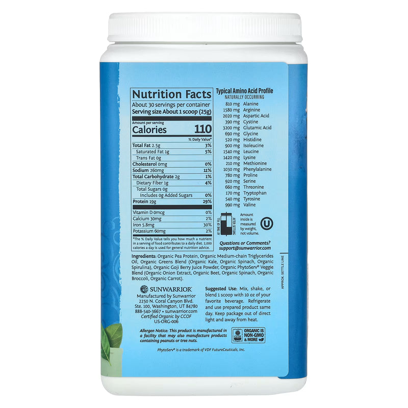 SunWarrior Warrior Blend Protein + Greens Unflavoured  750 g