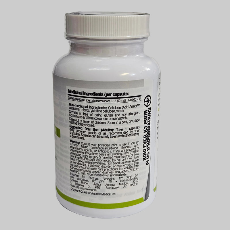 Arthur Andrew Medical - Serretia Pure Serrapeptase 60 Caps