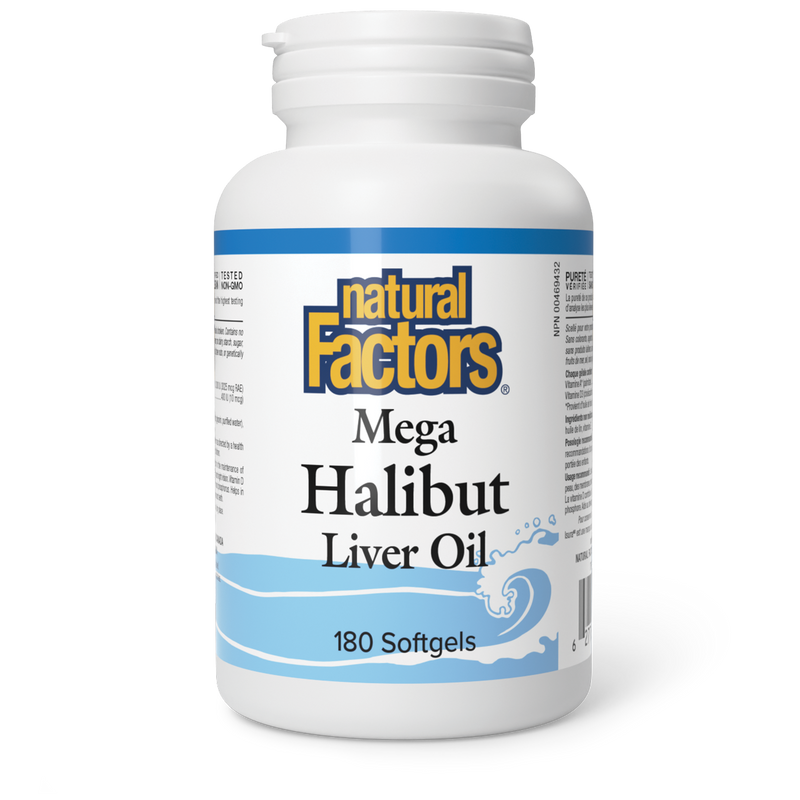 Natural Factors Mega Halibut Liver Oil 180 Softgels