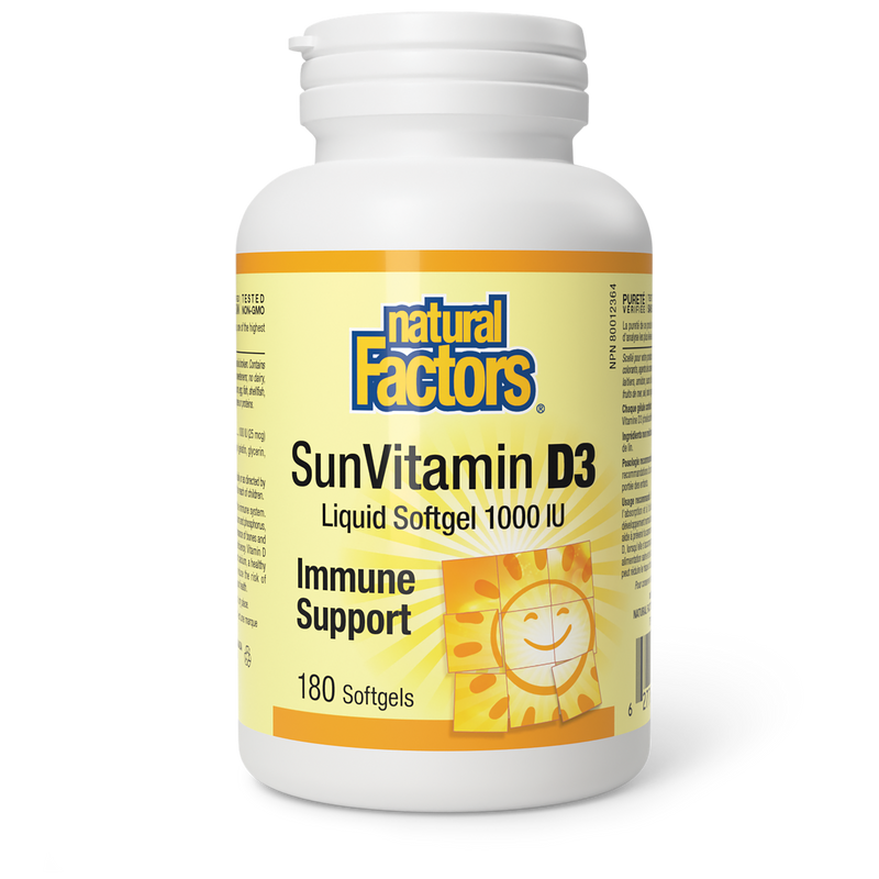 Natural Factors Sun Vitamin D3 1000 IU 180 Softgels