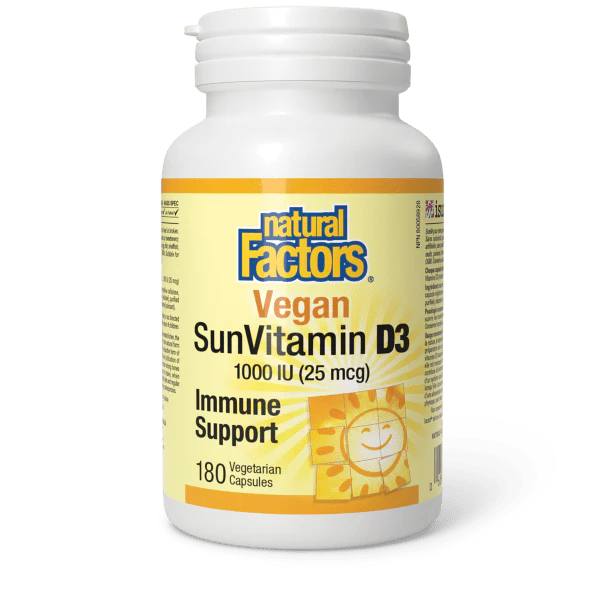 Natural Factors Vegan SunVitamin D3 1000IU 180 Veggie Caps