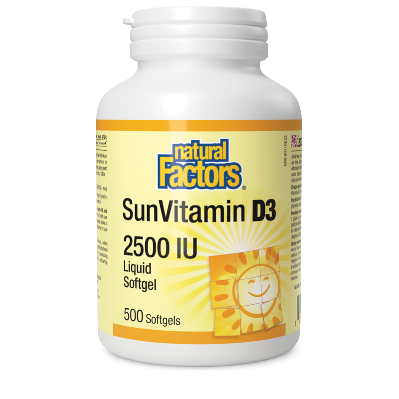 Natural Factors Sun Vitamin D3 2500 IU 500 Softgels