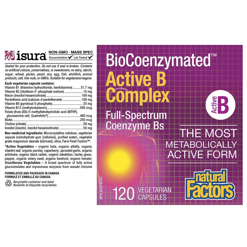 Natural Factors BioCoenzymated™ Active B Complex 120 Vegetarian Capsules
