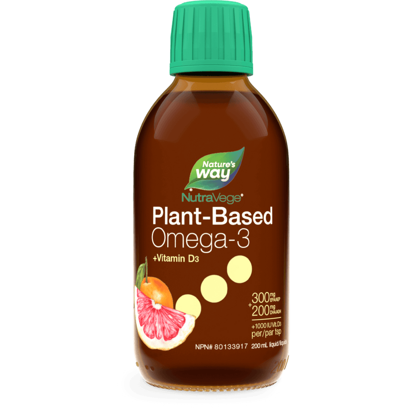 NutraVege Omega-3 +D Plant Based Grapefruit Tangerine 200 mL