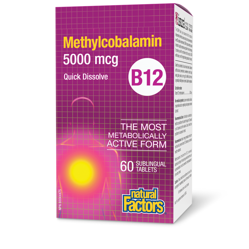 Natural Factors B12 Methylcobalamin 5000mcg 60 Quick Dissolve Sublingual Tabs