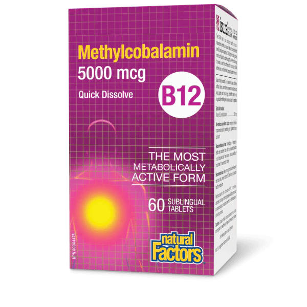 Natural Factors B12 Methylcobalamin 5000mcg 60 Quick Dissolve Sublingual Tabs
