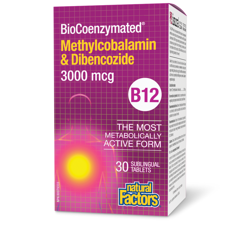 Natural Factors Methylcobalamin and Dibencozide 3000mcg 30 Sublingual Tabs