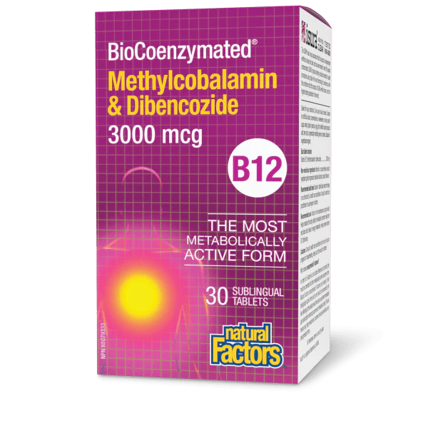 Natural Factors Methylcobalamin and Dibencozide 3000mcg 30 Sublingual Tabs