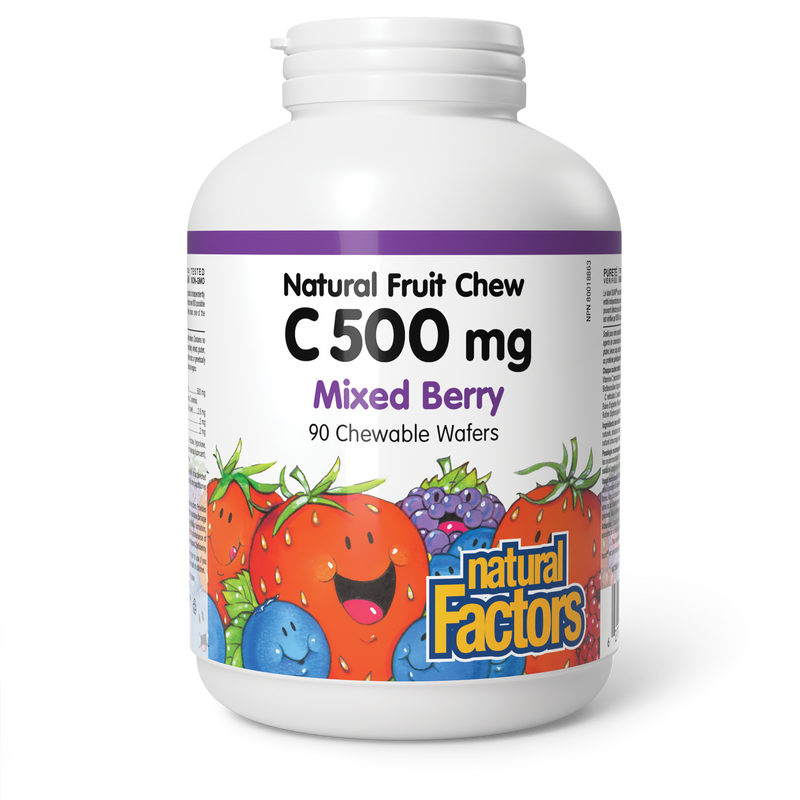 Natural Factors C 500mg Mixed Berry 90 Chewable Wafers