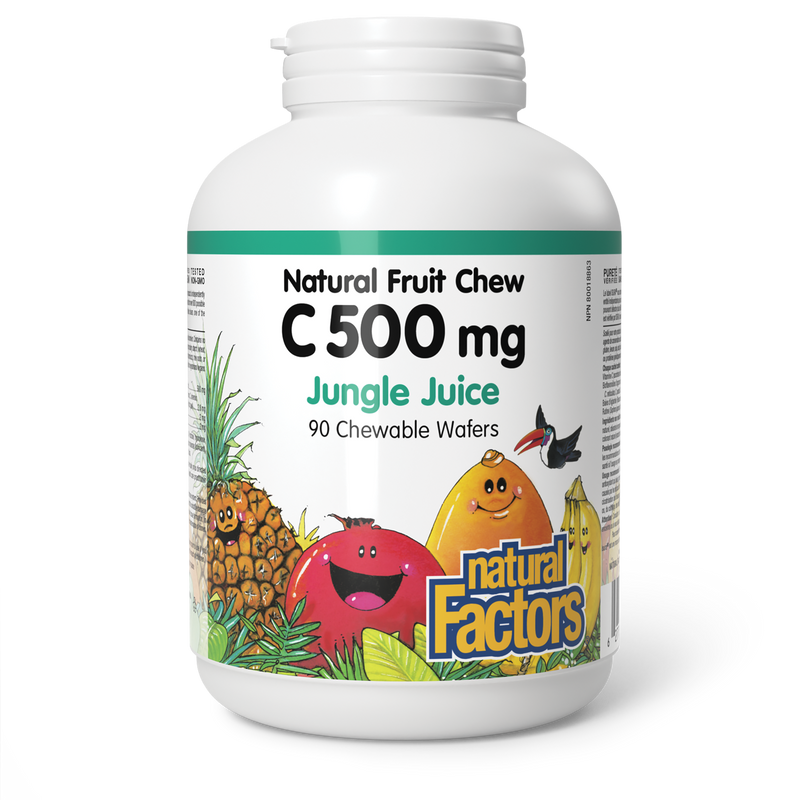 Natural Factors Natural Fruit Chew C 500mg Jungle Juice 90 Chewable Wafers