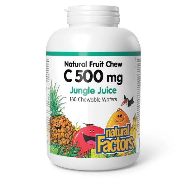 Natural Factors Natural Fruit Chew C 500mg Jungle Juice Flavour 180 Chewable Wafers