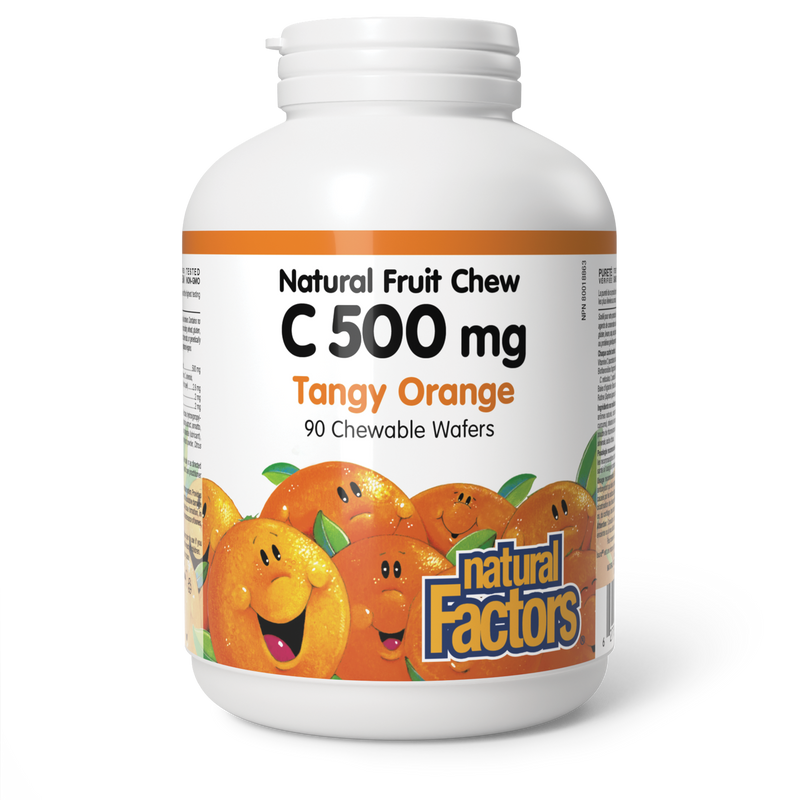 Natural Factors Natural Fruit Chew C 500mg Tangy Orange 90 Chewable Wafers