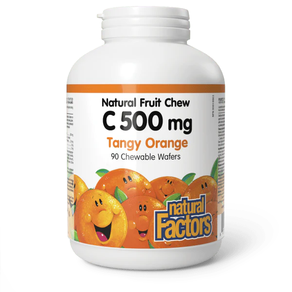 Natural Factors Natural Fruit Chew C 500mg Tangy Orange 90 Chewable Wafers
