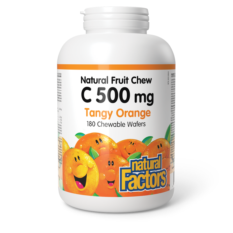 Natural Factors Natural Fruit Chew C 500mg Tangy Orange 180 Chewable Wafers
