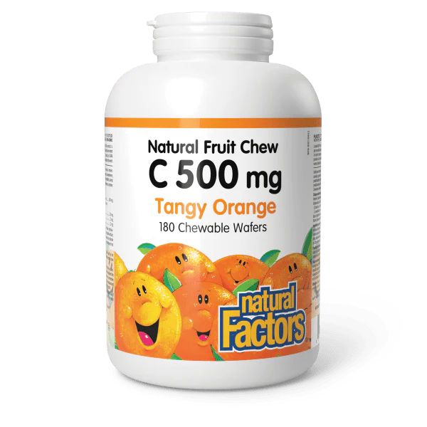 Natural Factors Natural Fruit Chew C 500mg Tangy Orange 180 Chewable Wafers