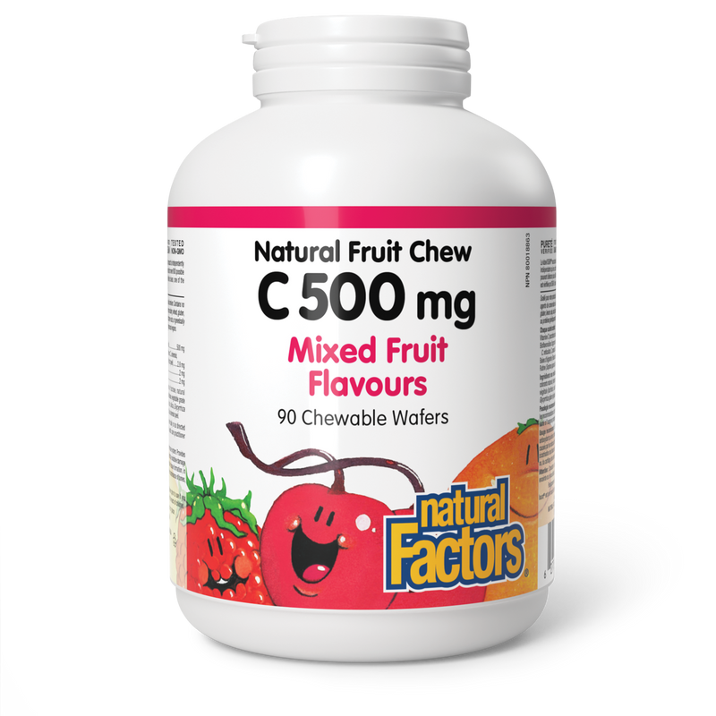 Natural Factors C500mg Four Mixed Fruit Flavours 90 Chewable Wafers