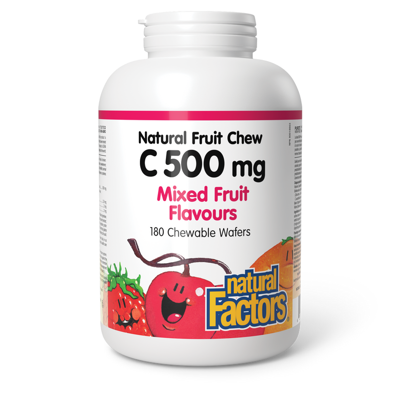 Natural Factors C 500 mg Four Mixed Fruit Flavours 180 Chewable Wafers
