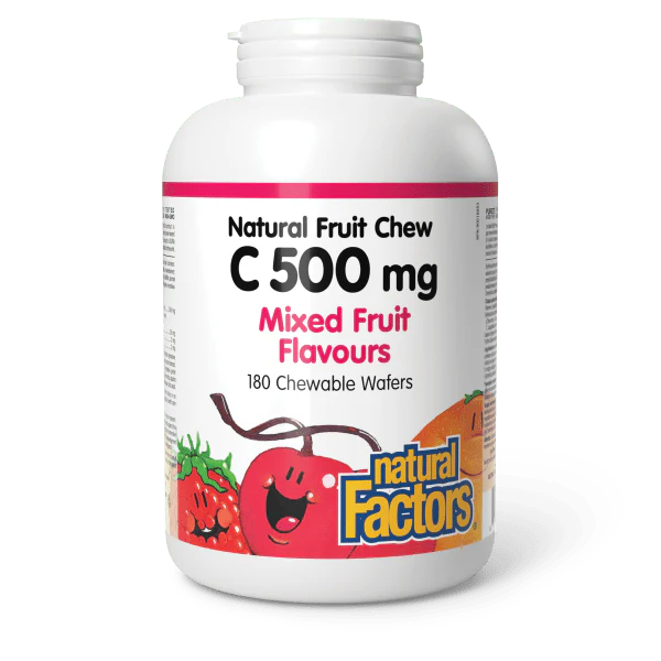 Natural Factors C 500 mg Four Mixed Fruit Flavours 180 Chewable Wafers