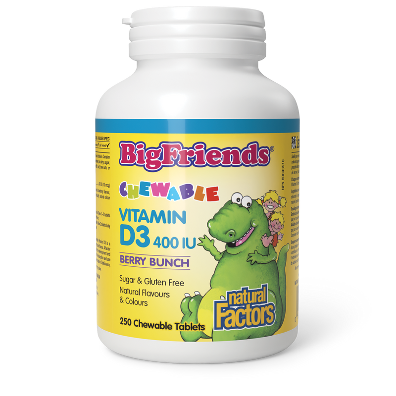 Natural Factors Big Friends Vitamin D3 Berry Bunch 400 IU 250 Chewable Tabs