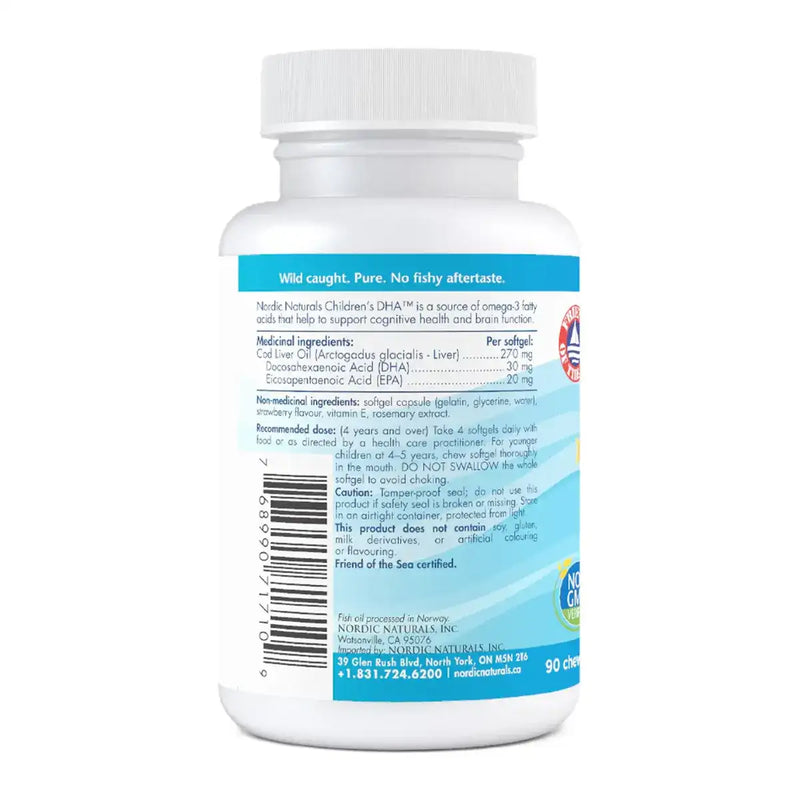 Nordic Naturals Children's DHA-Strawberry Flavour 200mg 90 Chewable Softgels