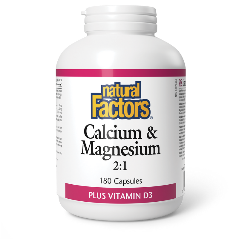 Natural Factors Calcium & Magnesium 2:1 Plus Vitamin D3 180 Capsules