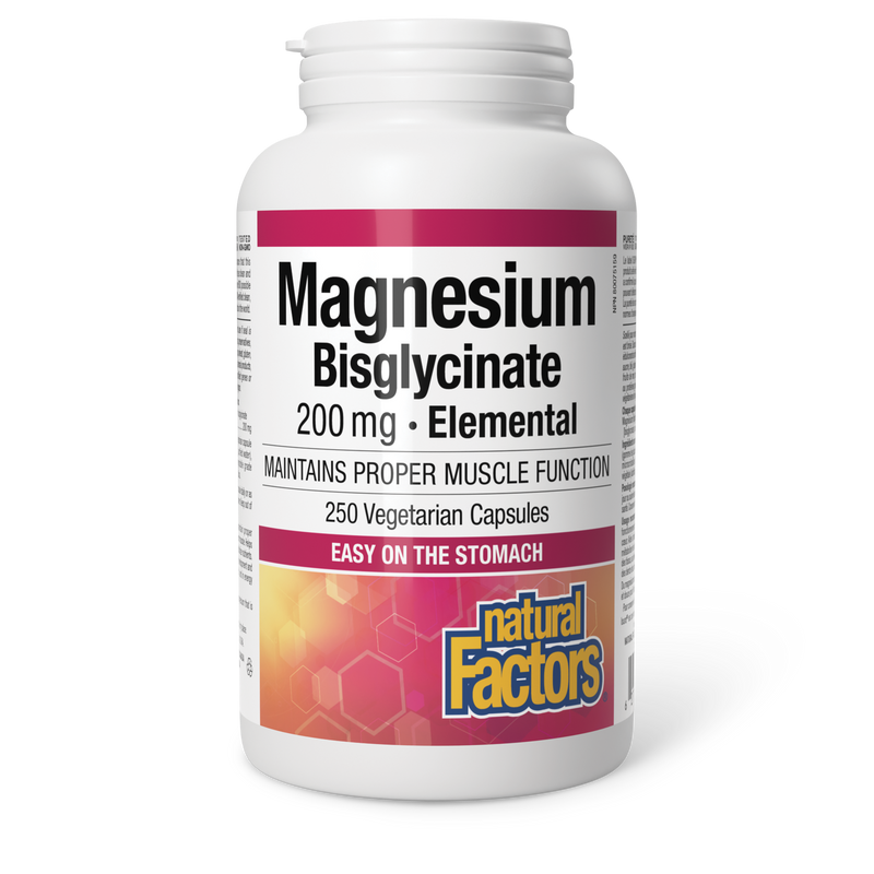 Natural Factors Magnesium Bisglycinate Pure 200mg 250 Veggie Caps