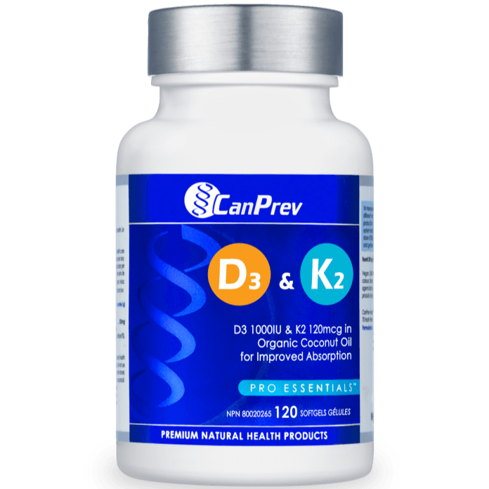 CanPrev D3 + K2 with Organic Coconut Oil Base 120 Softgels Vitamins - Vitamin D at Village Vitamin Store