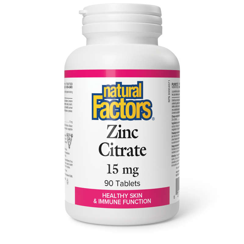 Natural Factors Zinc Citrate 15mg 90 Tabs