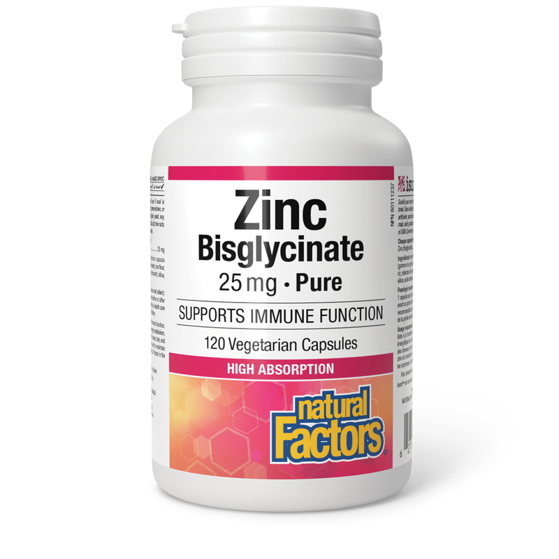 Natural Factors Zinc Bisglycinate 25mg 120 Veggie Caps