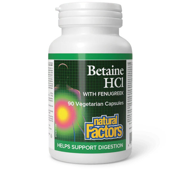 Natural Factors Betaine Hydrochloride With Fenugreek 90 Veggie Caps