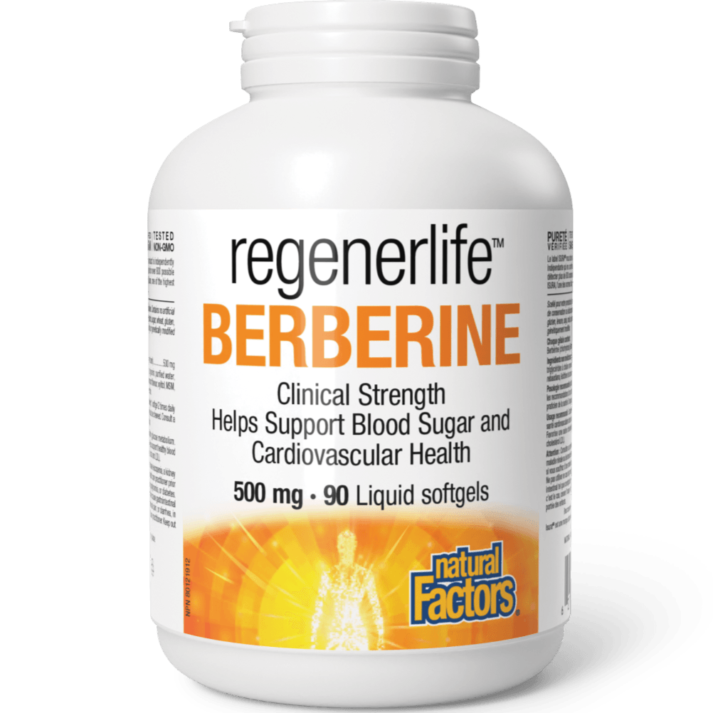 Natural Factors RegenerLife Berberine 500 mg 90 liquid softgels Supplements - Blood Sugar at Village Vitamin Store