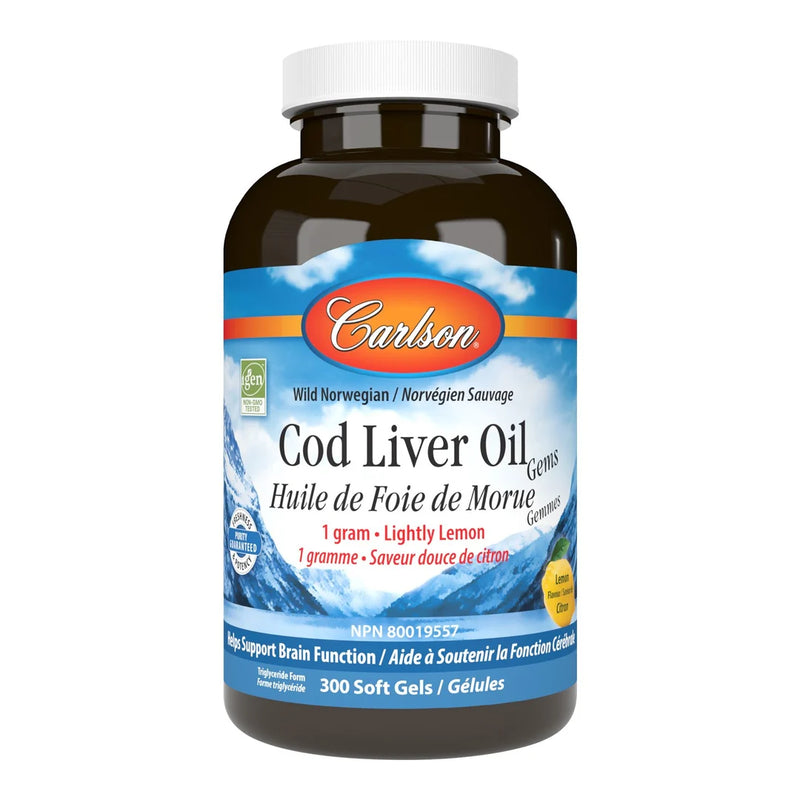 Carlson's Cod Liver Oil Lemon Flavor 300 Softgels